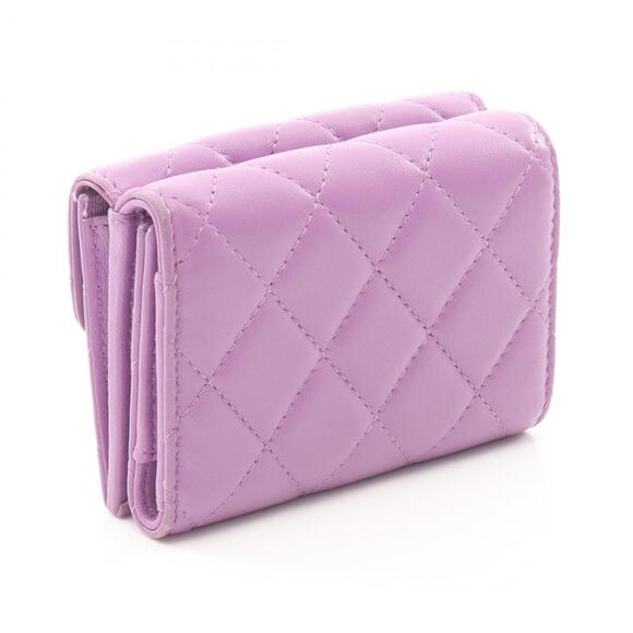 CHANEL Purple Lambskin Leather Wallet main image 5